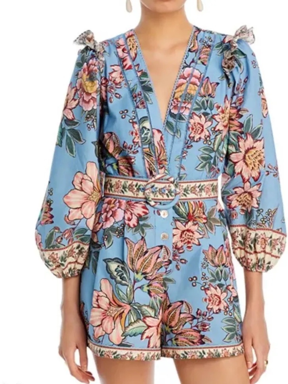 NWT! FARM Rio Wonderful Bouquet Blue Romper